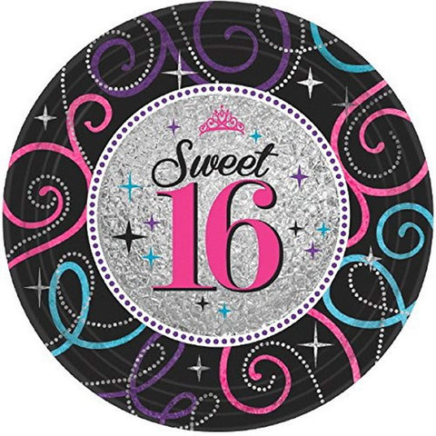Amscan 541466 Prismatic Plates | Sweet Sixteen Celebration Collection | 8 pcs | Birthday