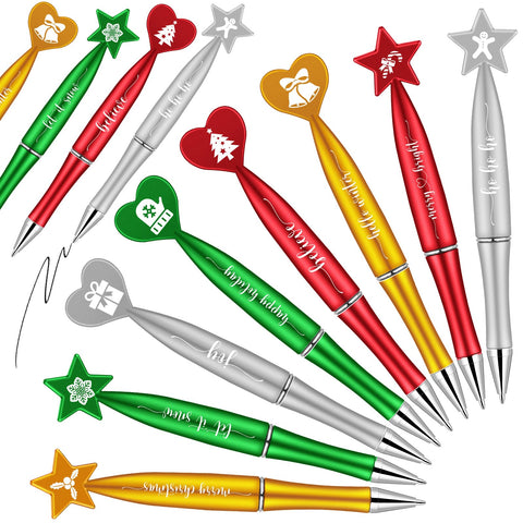Cholemy Christmas Ballpoint Pens Bulk with Inspirational Quotes Christmas Gifts Candycane Gingerbread Snowflake Pen for Kid Adults Christmas Party Student School Office Home Supplies (24 Pcs)
