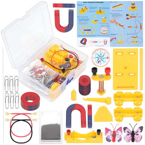 Rustark 39Pcs Science Magnet Kit Physics Electromagnet Experiment Set Labs Science Magnet Set Physics Science Magnet Kit Education Science Experiment Tools for School Students Education