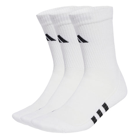 adidas Unisex Performance Cushioned Crew Socks 3 Pairs, White/White/White, 6.5-8