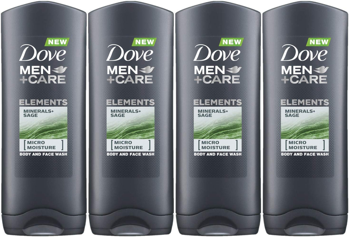 Dove Men+Care Elements Body Wash, Minerals and Sage, 13.5 Ounce / 400 Ml (Pack of 4) Imported Version