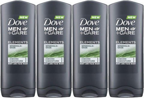 Dove Men+Care Elements Body Wash, Minerals and Sage, 13.5 Ounce / 400 Ml (Pack of 4) Imported Version