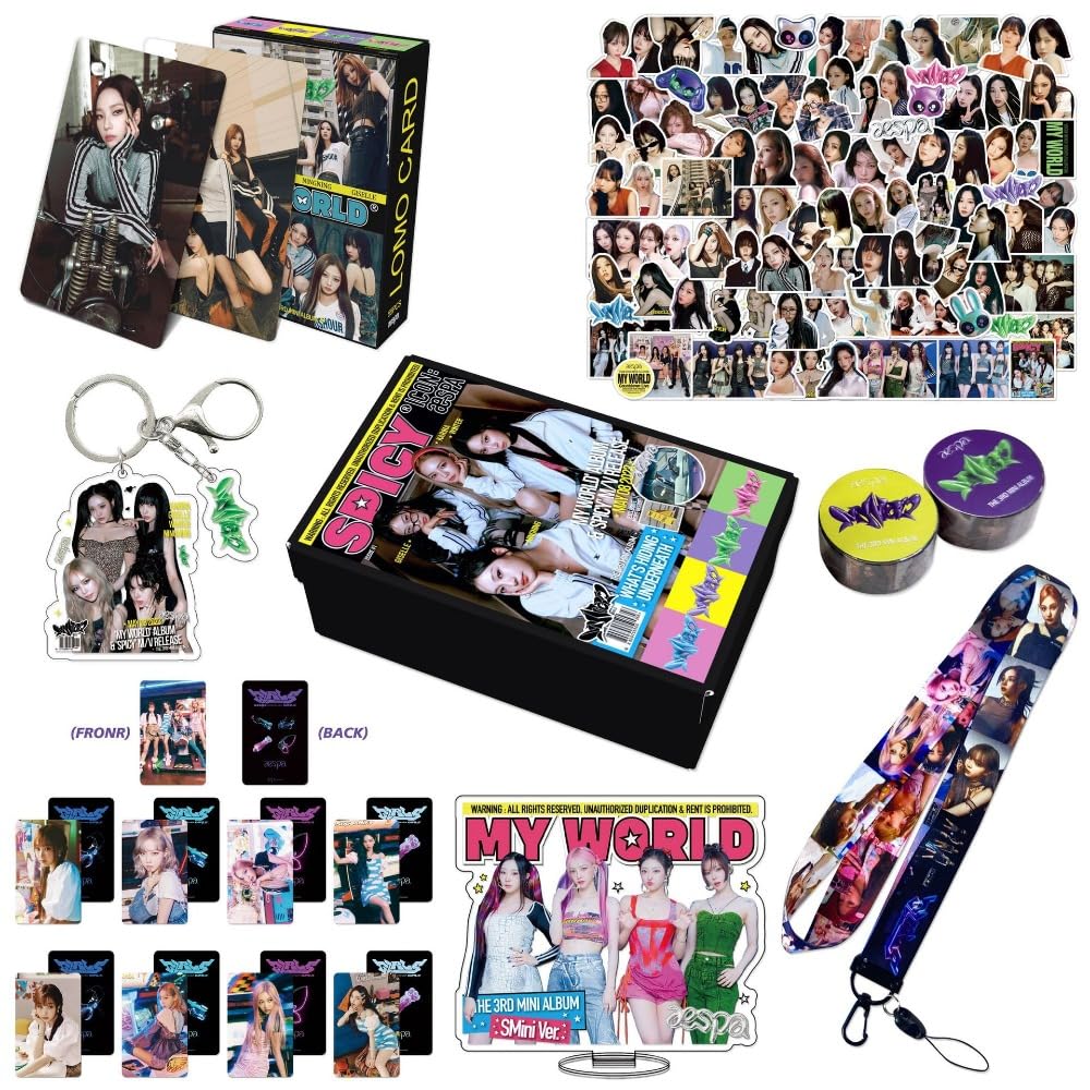 KAIZUKICHIN Aespa gift box new album ""MY WORLD"" peripheral keychain sticker, small card lanyard standing gift package (AESPA gift box)
