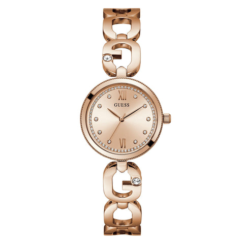 GUESS Women's Watch Empower Stainless Steel, red / gold, Bracelet