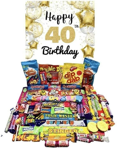 Happy 40th Birthday Pick N Mix The Ultimate Retro Nostalgia Sweet Selection 70s 80s Box Sweet Hamper - Present Gift With Over 60 Items PiÃƒÆ’Ã†â€™Ãƒâ€ Ã¢â‚¬â„¢ÃƒÆ’Ã¢â‚¬Å¡Ãƒâ€šÃ‚Â±ata Filler Freddo Black Jacks ect