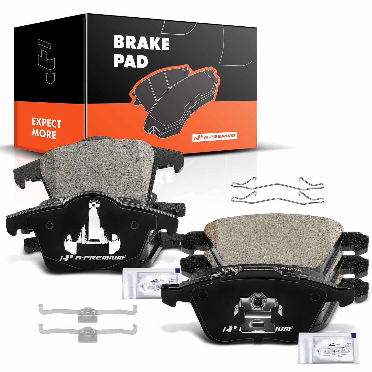 A-Premium Front and Rear Ceramic Disc Brake Pads Set Compatible with Select Volvo Models - XC90 2003 2004 2005 2006 2007 2008 2009 2010 2011 2012 2013 2014, with Hardware, 8 Pcs