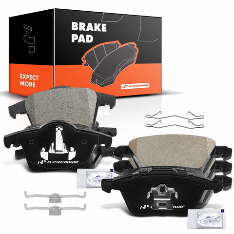 A-Premium Front and Rear Ceramic Disc Brake Pads Set Compatible with Select Volvo Models - XC90 2003 2004 2005 2006 2007 2008 2009 2010 2011 2012 2013 2014, with Hardware, 8 Pcs