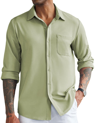 COOFANDY Men's Long Sleeve Button Down Shirt Lightweight Breathable Fitted Shirt