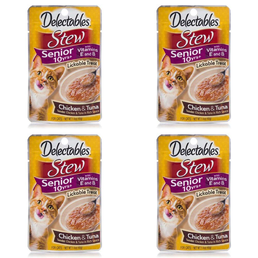 Hartz 11055 1.4 Oz Senior Stew Chicken & Tuna Delectables Lickable Treats For Cats pack of 4