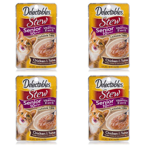Hartz 11055 1.4 Oz Senior Stew Chicken & Tuna Delectables Lickable Treats For Cats pack of 4