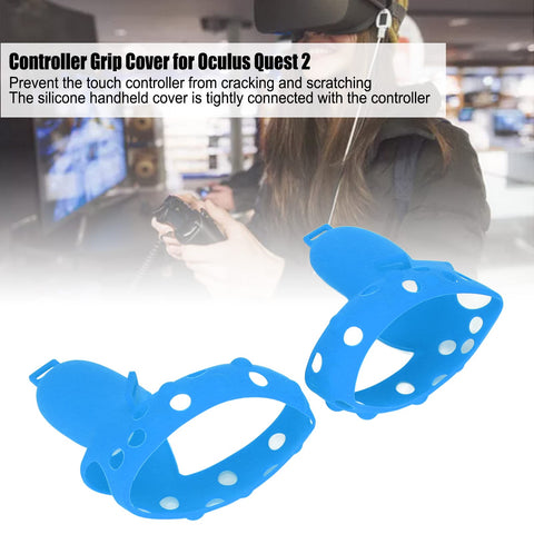 Touch Controller Grip Cover for 2 Anti-Throw Handle Silicone Protective Sleeve with Adjustable Wrist Knuckle Strap(Blue)