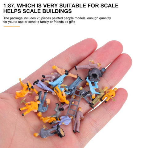 EXCEART Model 25Pcs Sand Table Character Miniature People Miniature Worker People Train Figure Railroad Worker Painted People Figurine Statuette Plastic Three-Dimensional