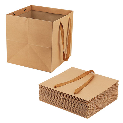 JOIKIT 15 PCS 30 x 30 x 30cm Large Brown Paper Gift Bags with Handles, Kraft Paper Bags, Brown Shopping Paper Bag for Party Favor, Packaging, Retail