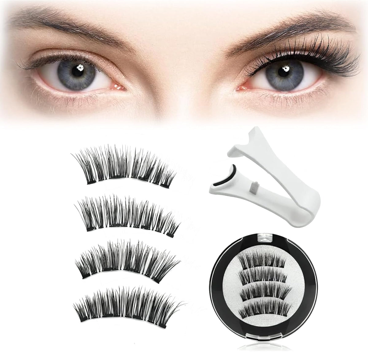 Generic Lumentes Magnetic Eyelashes, Lumentes Magnetic Lashes, Magnetic Eyelashes Natural Look, Reusable Magnetic Eyelashes with Applicator no Glue or Liner Needed (1Set, Fuller)