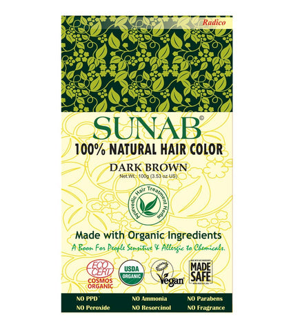 Radico 100% Natural Sunab Dark Brown 100% Natural/Organic Hairc