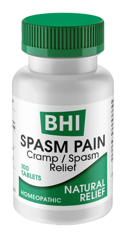 BHI Spasm Natural Relaxer Relief for Menstrual Cramps, Bloating, Aches & Muscle Spasms 5 Active Homeopathic Ingredients Naturally Soothe Whole Body Discomfort for Women - 100 Tablets