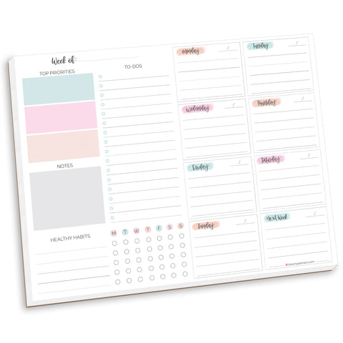 bloom daily planners Horizontal Weekly To Do List Notepad with 60 Undated Sheets - Weekly Desk Planner or Chore Pad with Priorities & Habit Tracker - 8.5â€ x 11â€ - Pastel