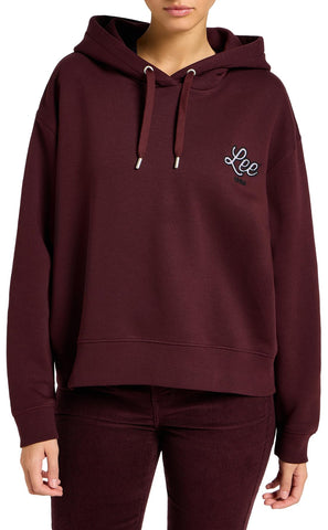 Lee Women's Logo Hoodie Hooded Sweatshirt, Velvet Beet, XS