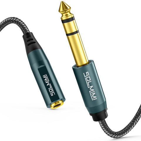 SOLMIMI Jack Adapter 3.5 mm to 6.35 mm, TRS Jack 3.5 Female to 6.3 Male Stereo Headphones Audio Adapter Cable for Amplifier, Guitar, Piano, Laptop, Home Cinema, Mixer, Bass - 30 cm