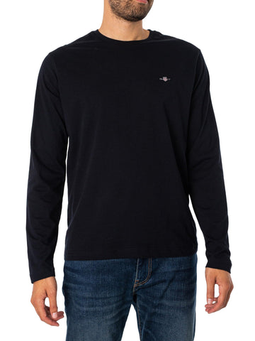 GANT Men's REG Shield LS T-Shirt, Black, XXL