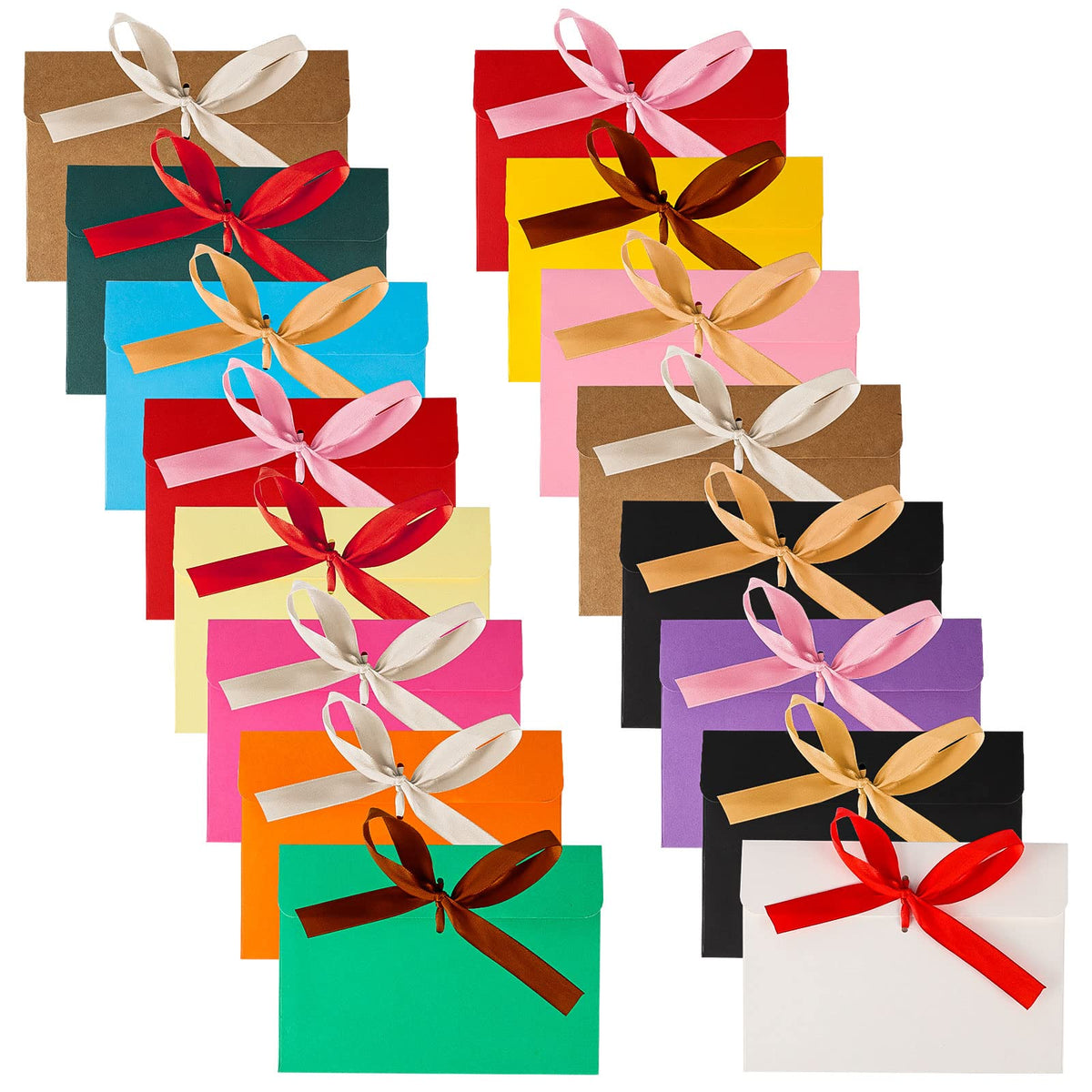 16Pcs Gift Envelopes, Colourful Envelopes with Ribbon Kraft Paper Envelopes Vintage Envelopes for Valentine's day, Mother's Day, Invitation Greeting Card, Christmas Card, Graduation Card, Teacher Card