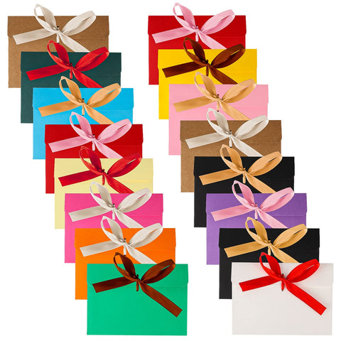 16Pcs Gift Envelopes, Colourful Envelopes with Ribbon Kraft Paper Envelopes Vintage Envelopes for Valentine's day, Mother's Day, Invitation Greeting Card, Christmas Card, Graduation Card, Teacher Card