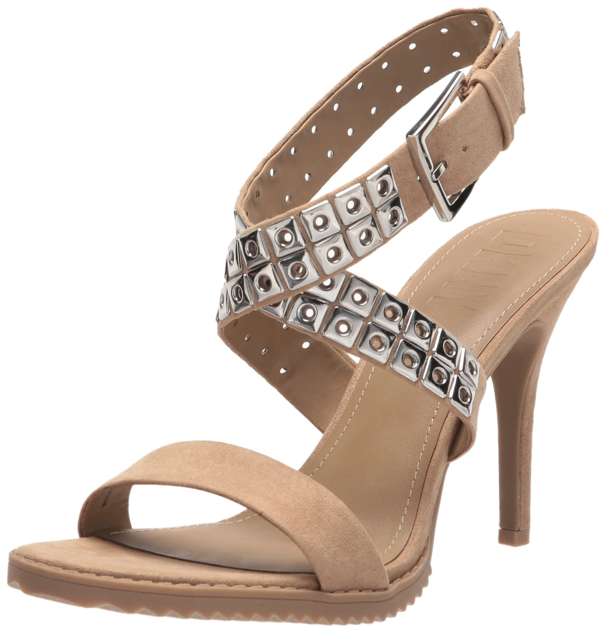 DKNY Women's Studded Buckle Pump Heel Sneaker, Taupe, 8.5