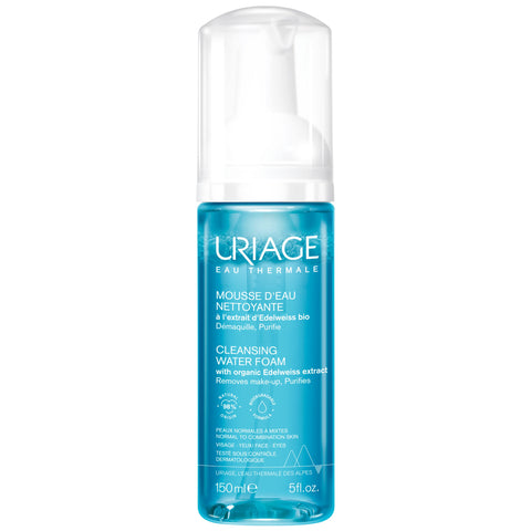 Uriage Cleansing Makeup Remover & Foaming Cleanser | Gentle Micellar Face and Eye Face Wash | Soap-free and Ophthalmologist tested Treatment for Normal to Oily Skin, 5 fl.oz.