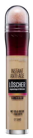 Maybelline New York Concealer Pen, Instant Anti-Age Effect Concealer, Eraser with Micro Erase Applicator, No.07 Sand, 6.8 ml