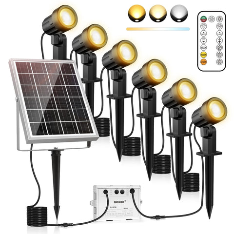 MEIKEE Solar Spotlight with Ground Spike 6 in 1 Warm White