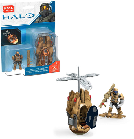 Mega Construx Halo Operation Bronze Cobra Drop Pod Micro Action Figure Building Set