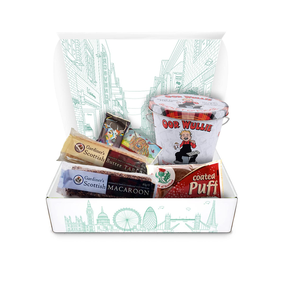 Oor Wullie Fudge Gift Tin - Scottish Fudge, Macaroon, Honeycomb & Tablet Gift Sweet Hamper
