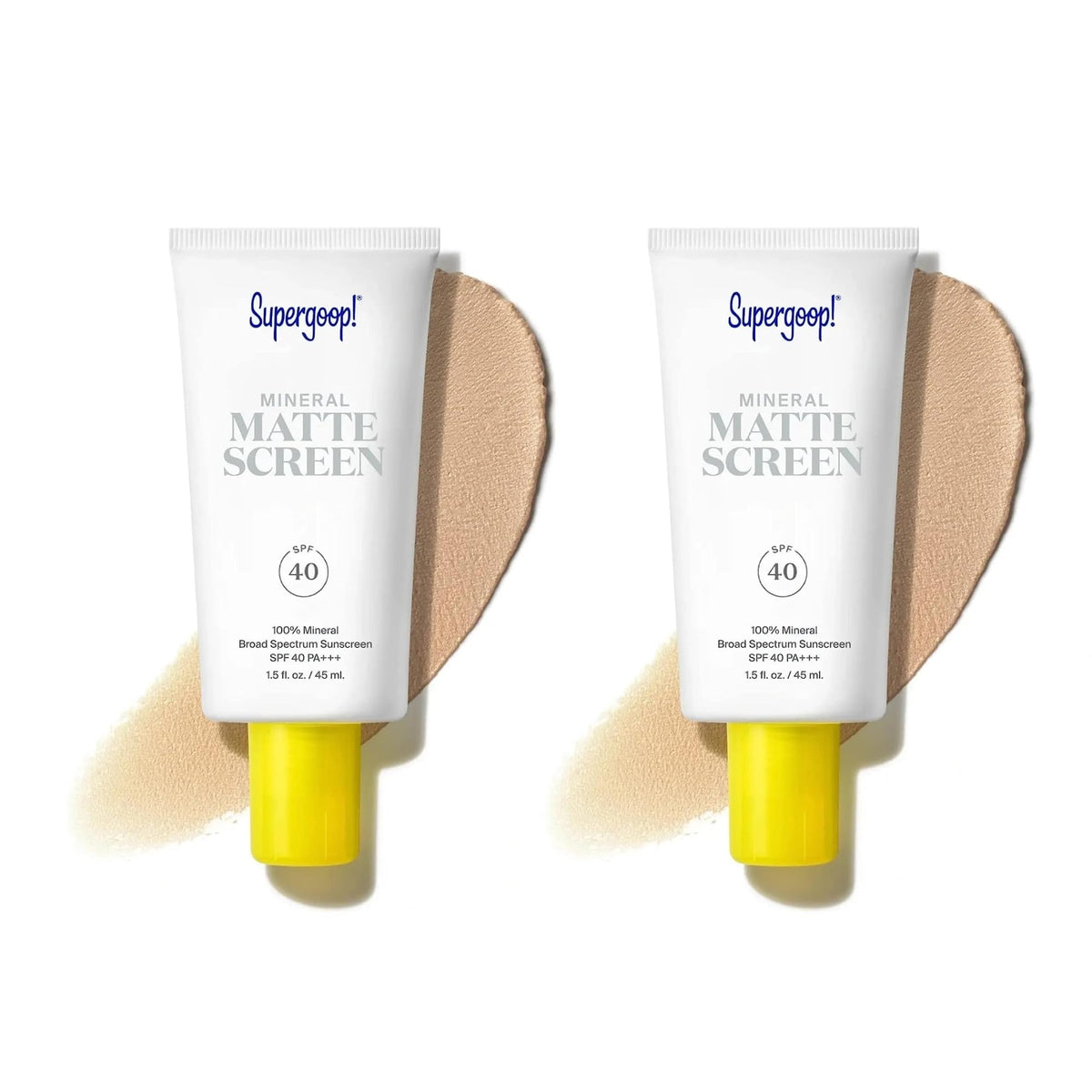 Supergoop! Mineral Mattescreen (SPF 40) - Pack of 2, 45 mL - 100% Mineral, Oil-Free Broad Spectrum Sunscreen - Smooths SkinÃƒÆ’Ã‚Â¢ÃƒÂ¢Ã¢â‚¬Å¡Ã‚Â¬ÃƒÂ¢Ã¢â‚¬Å¾Ã‚Â¢s Appearance, Minimizes Pores & Controls Shine - Water & Sweat Resistant