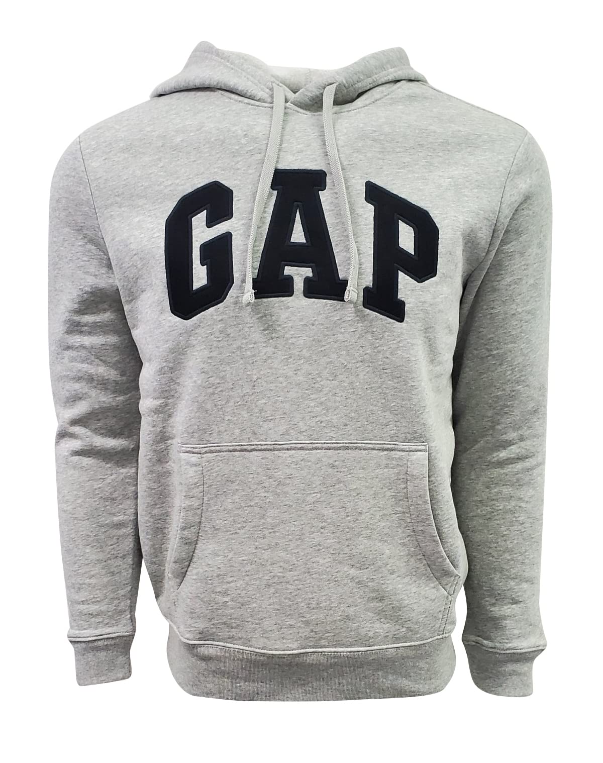 Gap Factory Men's Fleece Arch Logo Pullover Hoodie (Small, Light Grey (Black Logo))