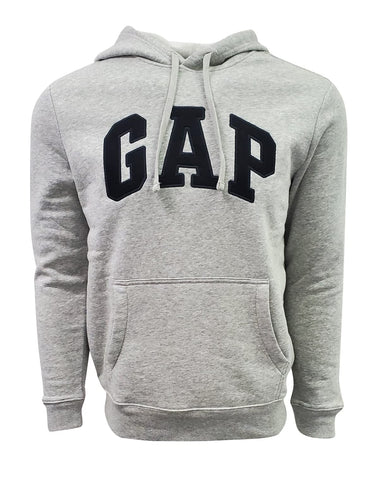Gap Factory Men's Fleece Arch Logo Pullover Hoodie (Small, Light Grey (Black Logo))