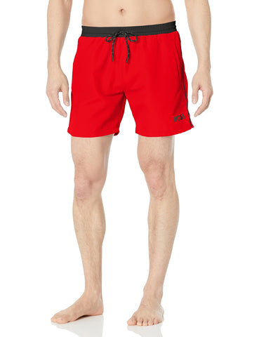 BOSS Medium Length Solid Swim Trunk Deep Red