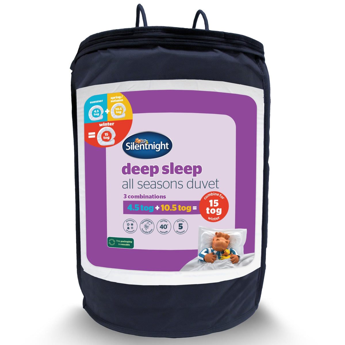 Silentnight All Seasons Double Duvet - 3 in 1 Duvet with 4.5 Tog and 10.5 Tog Quilts Which Combine to Create a 15 Tog Duvet - Ideal for Spring, Summer, Autumn, and Winter - Double
