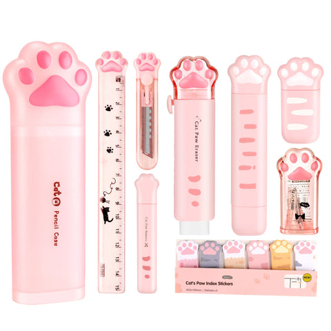 PANDENNER Cute School Supplies, Cute Stationary, Japanese Stationery Birthday GIFS, Includes Pencil Sharpener,Eraser, Correction Tape, Ruler, Mini Scissors,Utility Knife, for Office School Supplies