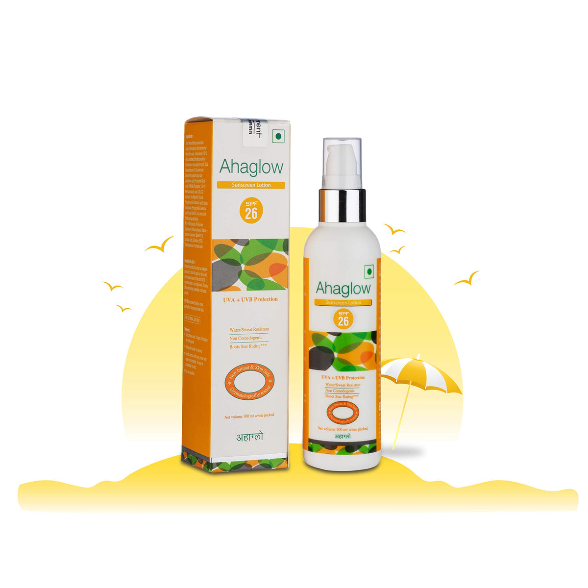 Ahaglow Sunscreen Lotion Spf26, 100ml