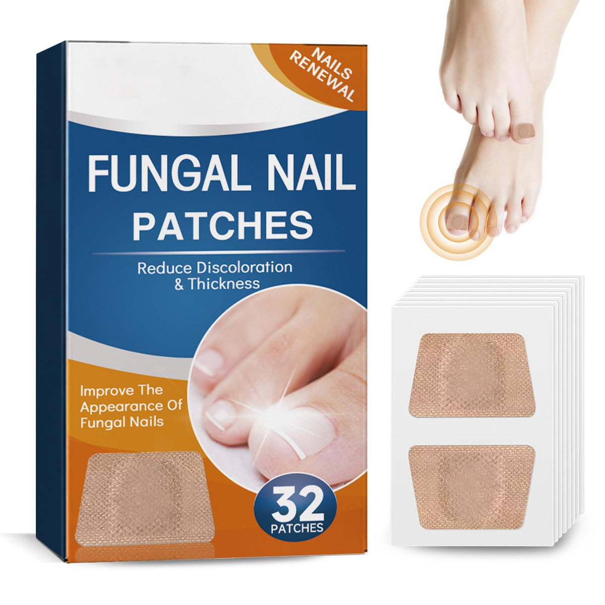 RoserRose Pack of 32 Toenail Correction Patch, Split Nail Repair Strengthening Nails, Nail Digging Repair Plasters for Damaged Nails and the Appearance of Discoloured Nails