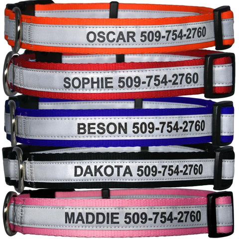GoTags Personalized Reflective Dog Collars, Custom Engraved with Name and Phone Number, Adjustable Dog Collar with Quick Release Buckle, 3 Sizes for Puppy and Dogs, Small, Medium and Large