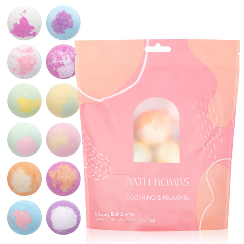 Sublime Beauty Group Bath Bombs for Women, 12 Small Bath Bomb Bubble Bath Set Spa Gifts for Women, Natural Handmade Bath Bombs Rich in Essential Oils, Romantic Gifts for Her, Wife, Multicolor