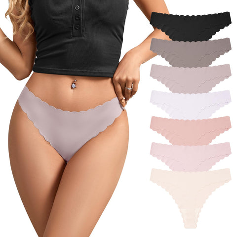 SHARICCA Seamless Underwear for Women, Seamless Strings Thongs, Hipster Briefs, Sexy Comfortable Thongs, Multicolor S-XL (Multicolour-7P04,S)