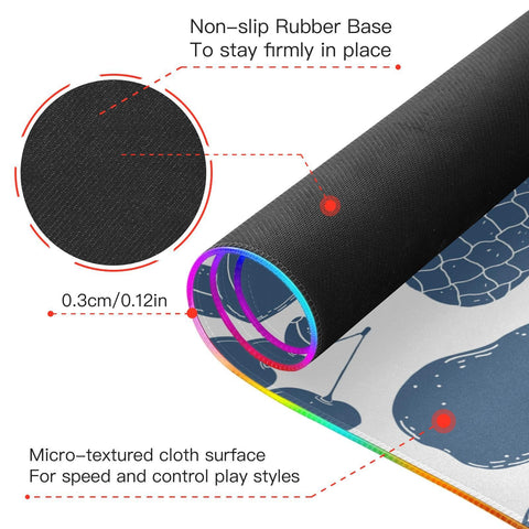 Hand Drawn Strawberry Watermelon Wireless Charging Mouse Pad for Mobile Phone Extra Large Gaming Mousepad with 13 Lighting Modes Extended Desk Mat for Office Home Gaming MacBook PC Laptop Desk