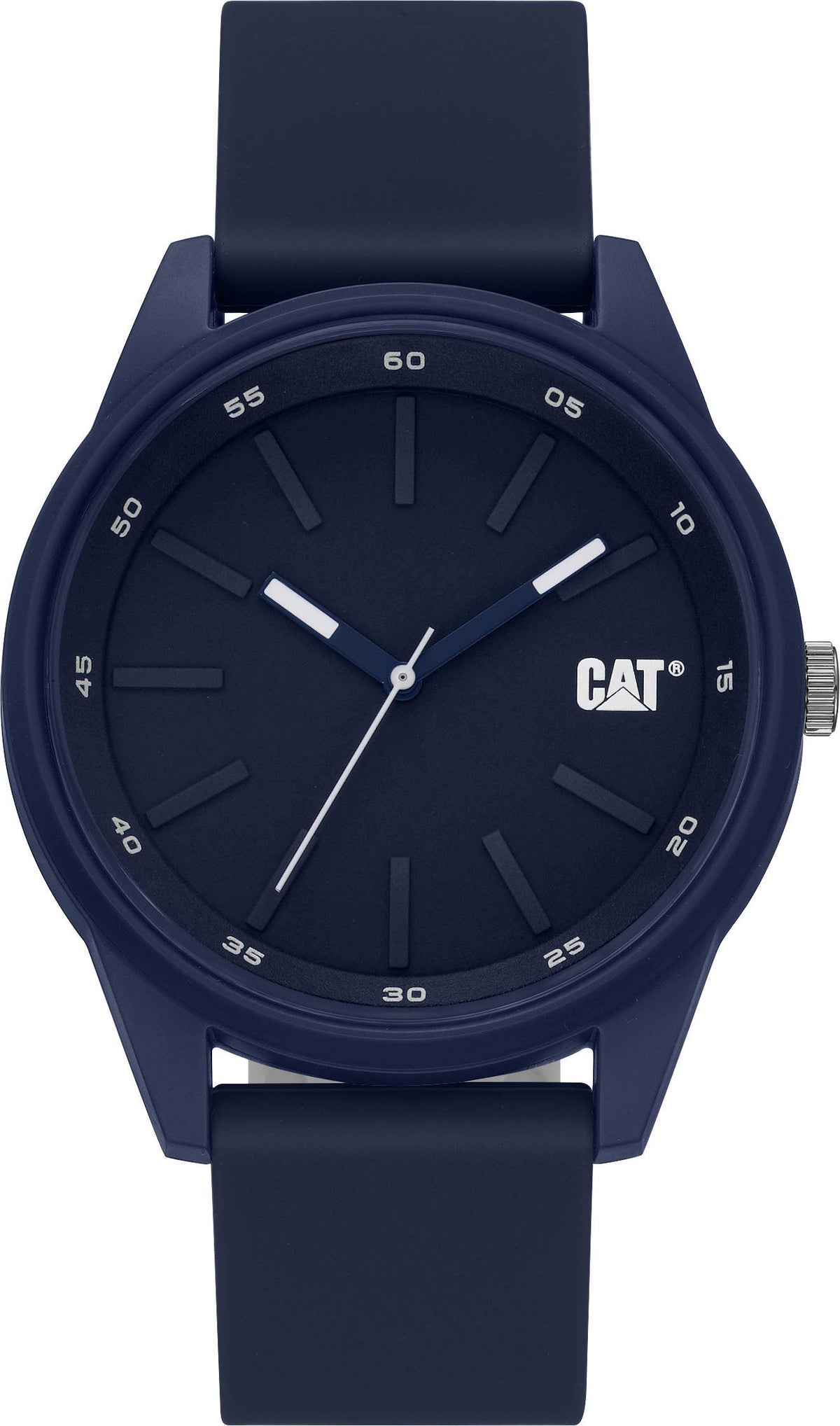 Cat Insignia Blue Men Watch, 42 mm case, Blue Abs case, Blue Silicone Strap, Blue dial