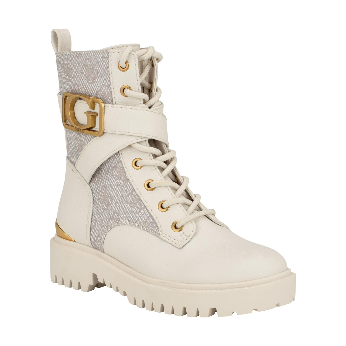 GUESS Women's ORANA Combat Boot, Dove 150, 10