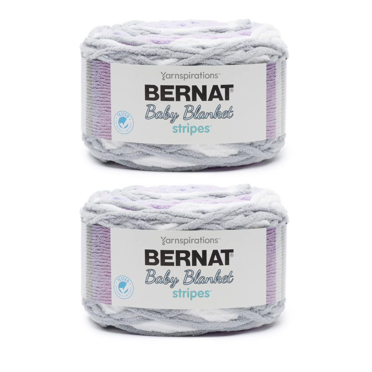 Bernat Baby Blanket Cake Stripes Violets Yarn - 2 Pack of 300g/10.5oz - Polyester - 6 Super Bulky - 220 Yards - Knitting, Crocheting & Crafts, Chunky Chenille Yarn