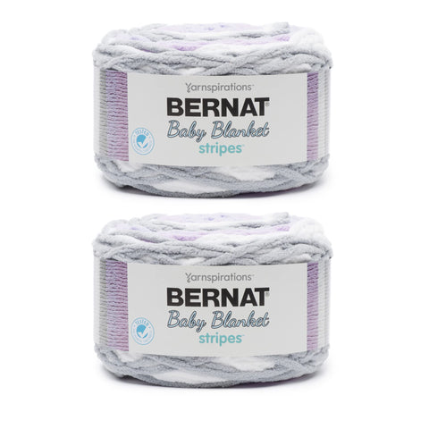 Bernat Baby Blanket Cake Stripes Violets Yarn - 2 Pack of 300g/10.5oz - Polyester - 6 Super Bulky - 220 Yards - Knitting, Crocheting & Crafts, Chunky Chenille Yarn