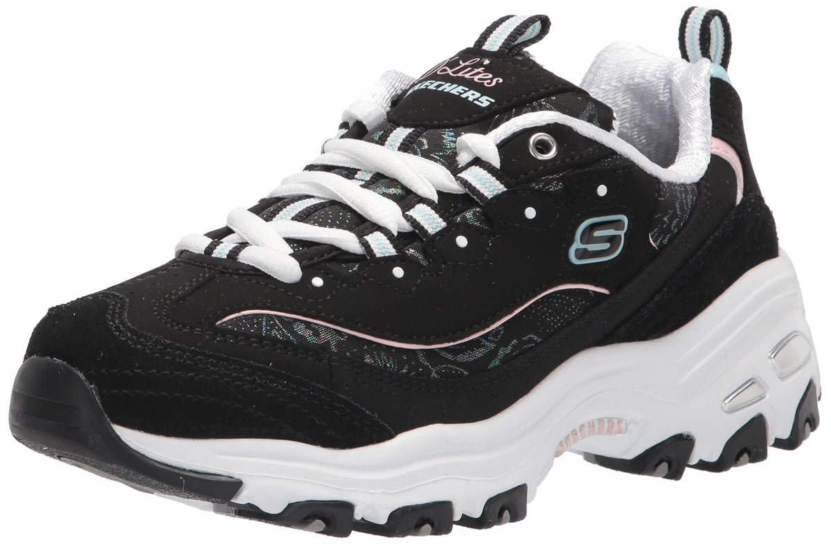 Skechers Women's D'Lites-Sparkling RAIN Sneaker, BKLB, 7