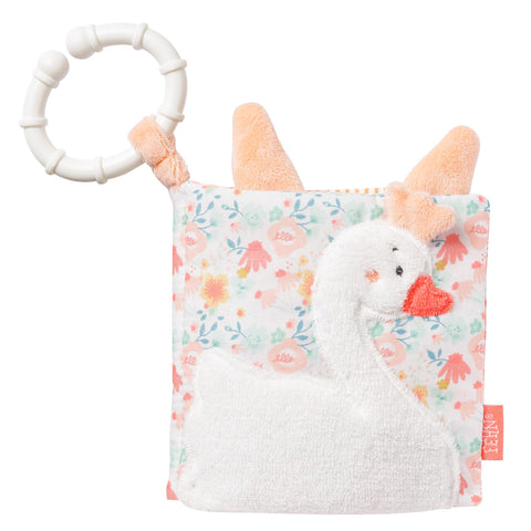 Fehn 062120 Swan Lake Soft Picture Book - Touch and Feel Book Made of Fabric With Flower and Animal Motifs - 8 pages with Squeaker, Rustling Paper and Mirror